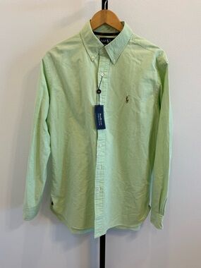 Ralph Lauren Light Green Flesh Pony Button-Down Oxford Shirt LgCasual Preppy
